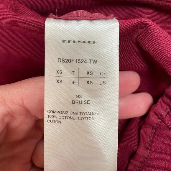 Rick Owens DRK SHDW  Tuta Maroon Cotton Twill Jumpsuit, Size XS - Picture 15 of 16